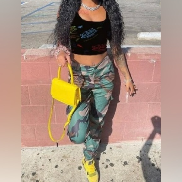 💋Sexy Von Dutch Colorful Print Graphics Crop Cami Tank Top - Picture 5 of 5